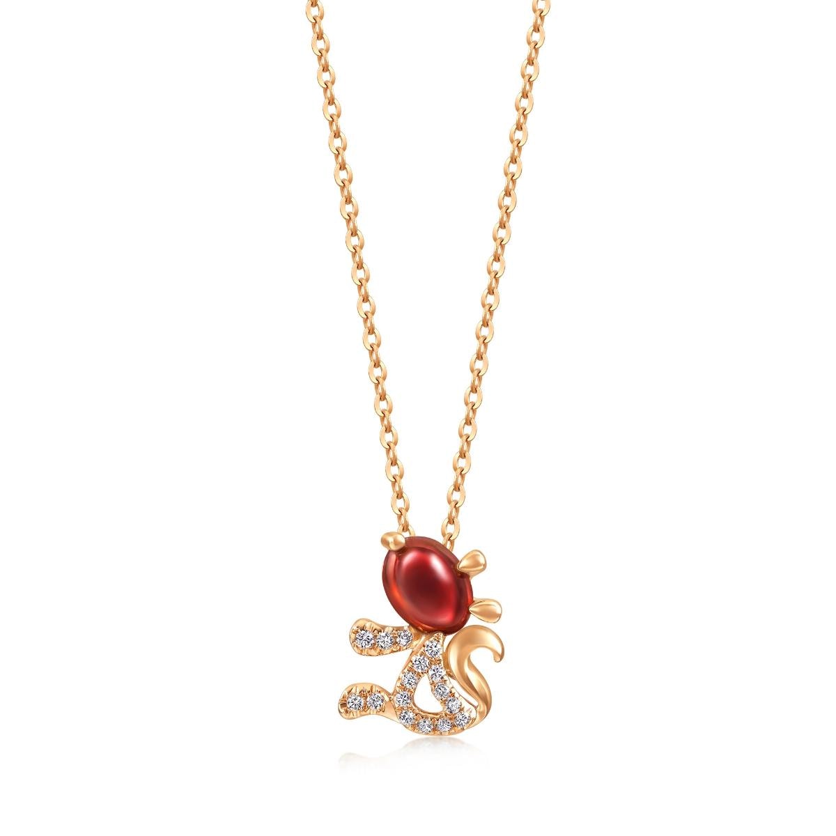 18K Rose Gold Almandite Necklace -  - Aureus Boutique