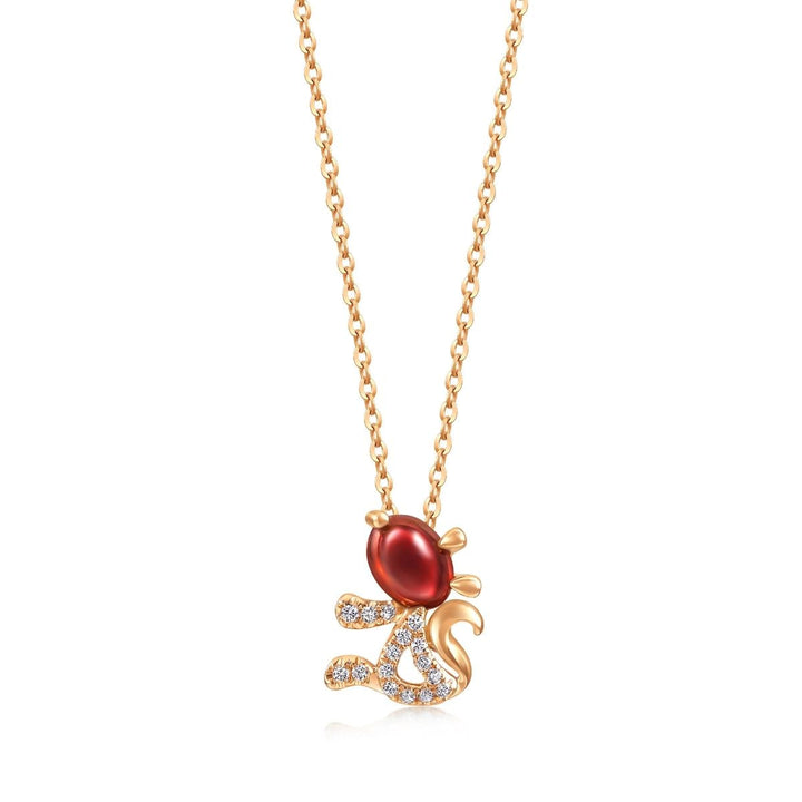 18K Rose Gold Almandite Necklace -  - Aureus Boutique