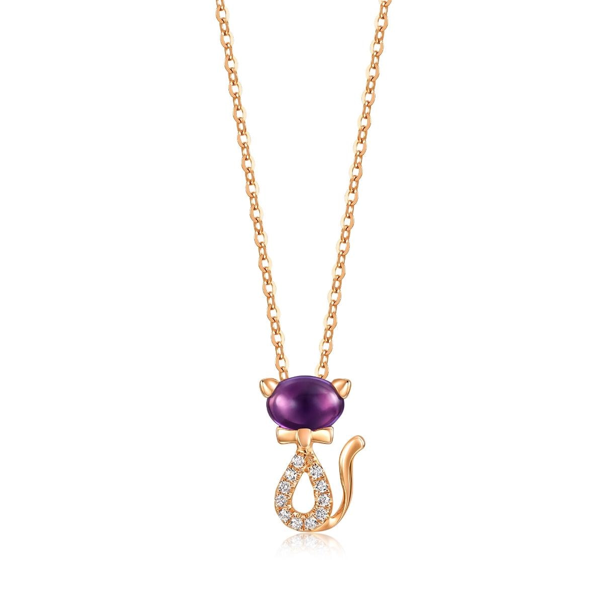 18K Rose Gold Amethyst Necklace -  - Aureus Boutique