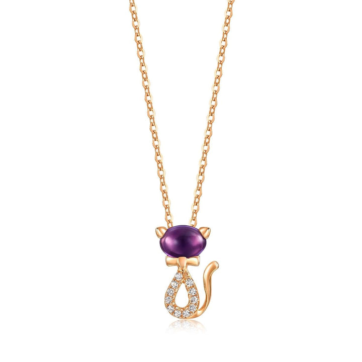 18K Rose Gold Amethyst Necklace -  - Aureus Boutique