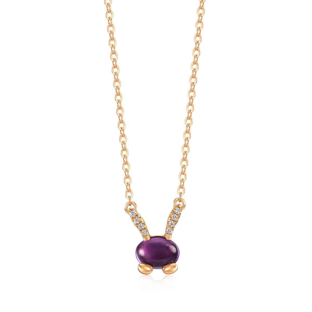 18K Rose Gold Amethyst Necklace -  - Aureus Boutique