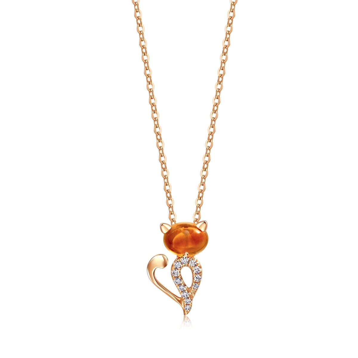 18K Rose Gold Citrine Necklace -  - Aureus Boutique