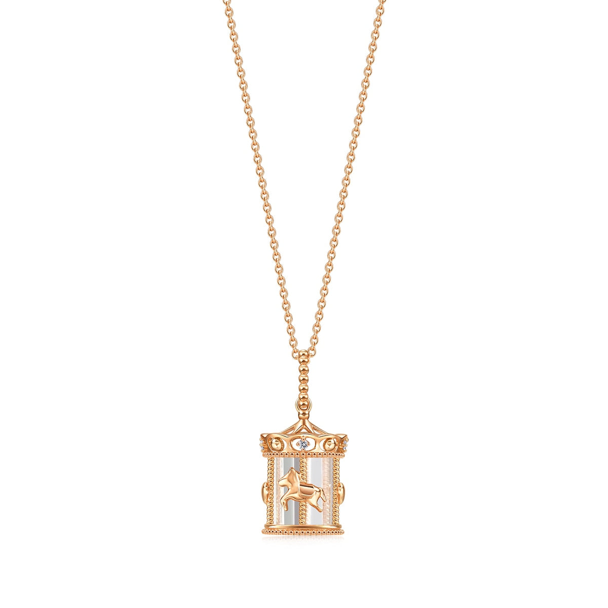 18K Rose Gold Diamond Carrousel Necklace -  - Aureus Boutique
