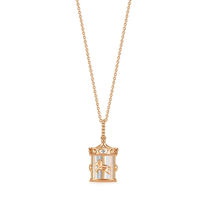 18K Rose Gold Diamond Carrousel Necklace -  - Aureus Boutique