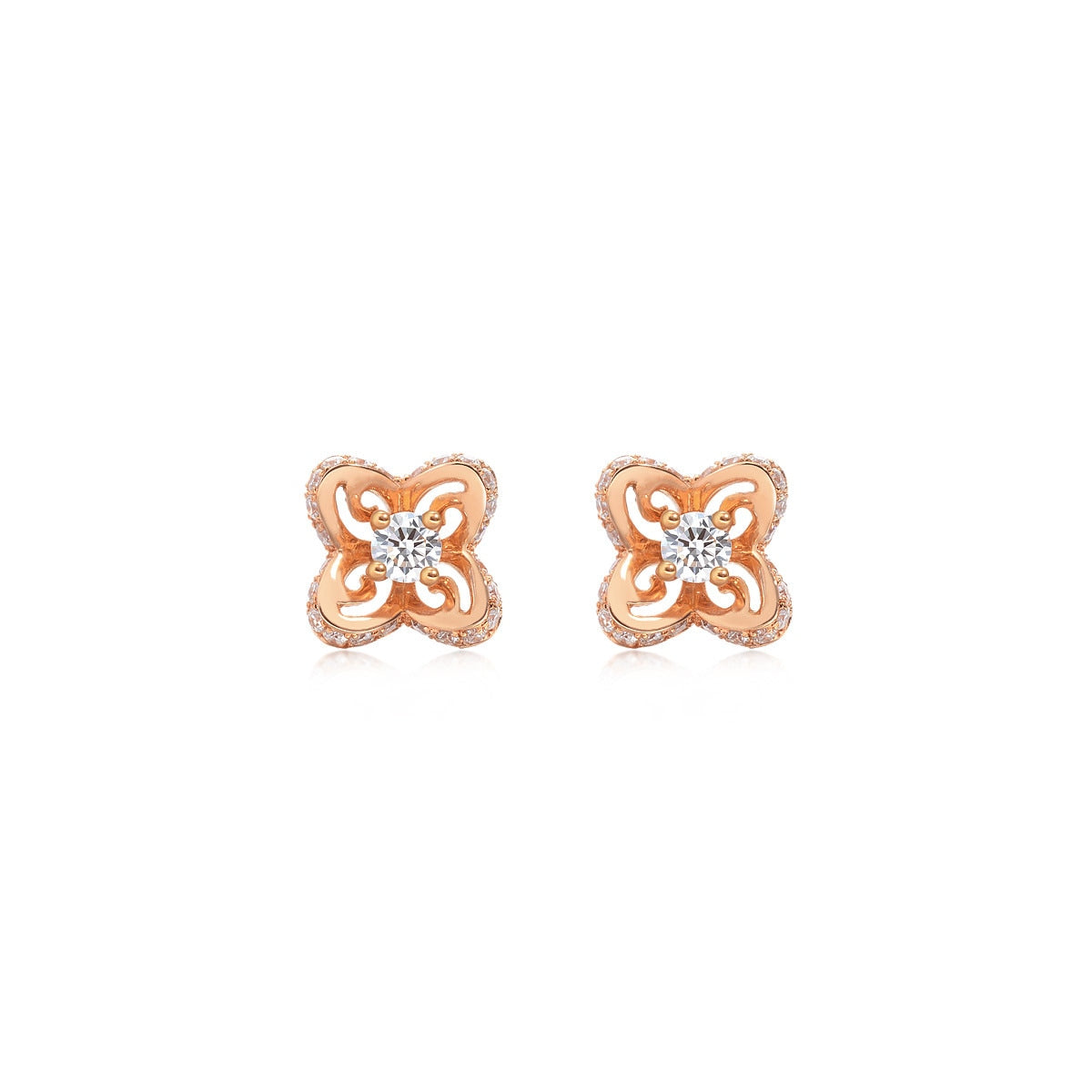 18K Rose Gold Diamond Earrings -  - Aureus Boutique