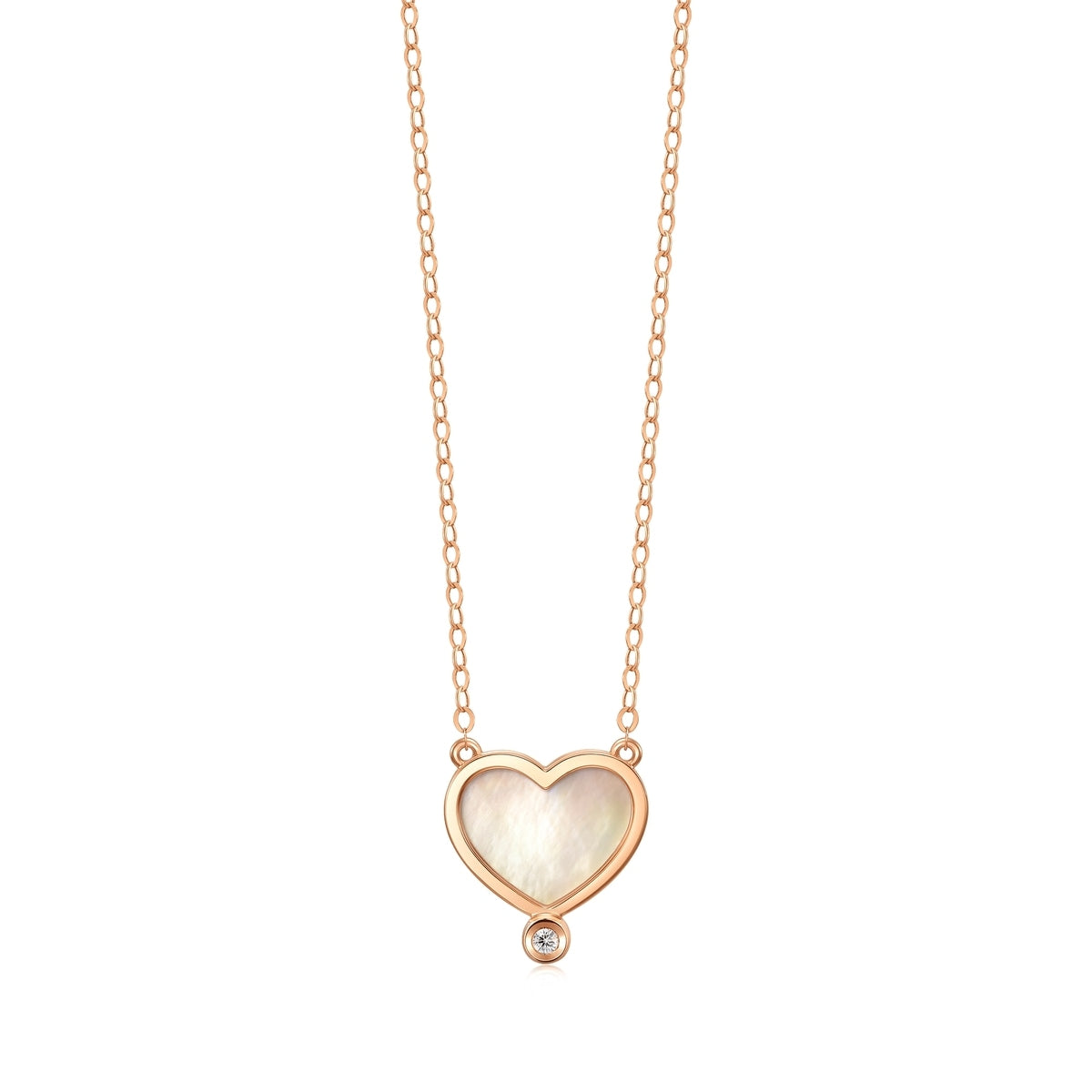 18K Rose Gold Diamond Heart Necklace -  - Aureus Boutique
