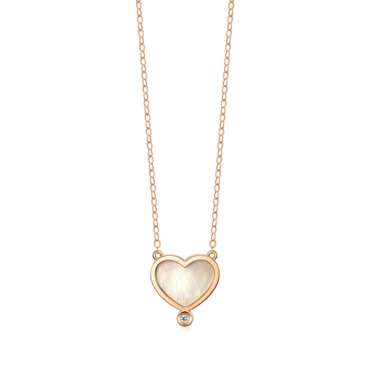 18K Rose Gold Diamond Heart Necklace -  - Aureus Boutique