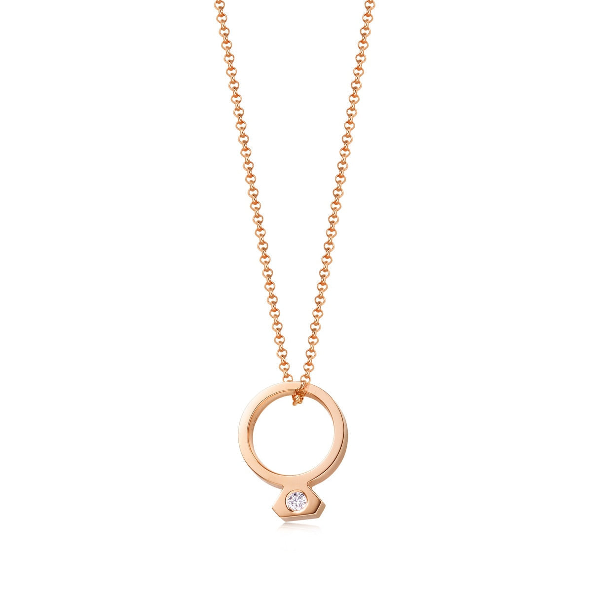 18K Rose Gold Diamond Necklace -  - Aureus Boutique