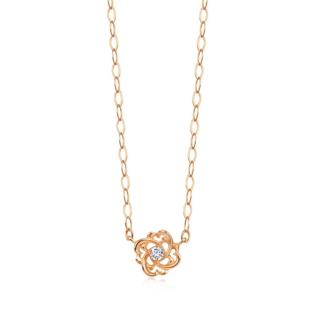 18K Rose Gold Diamond Necklace -  - Aureus Boutique