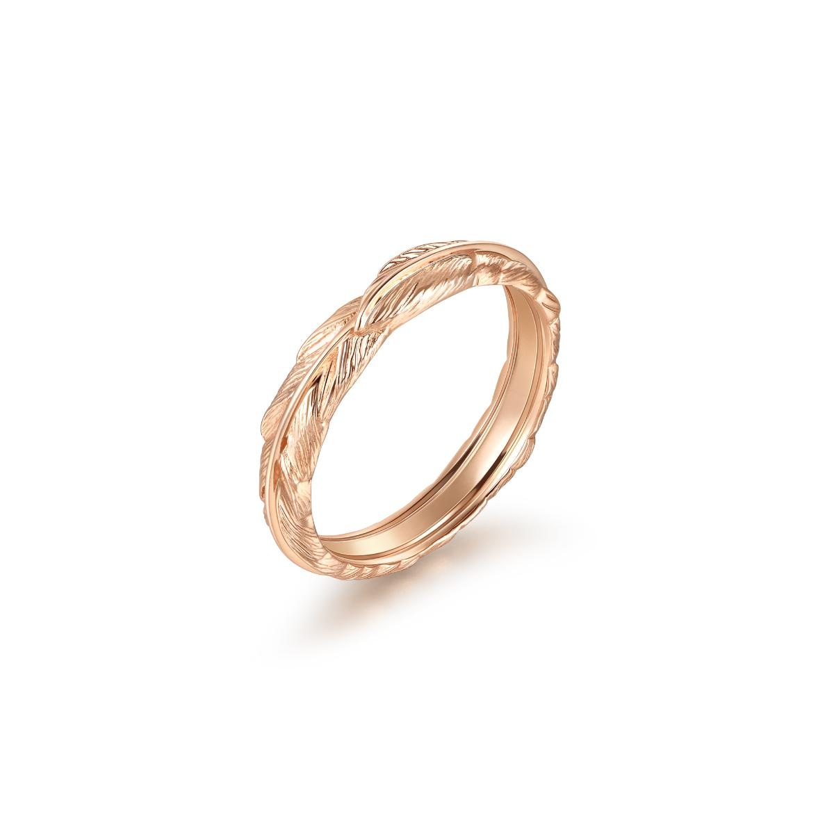 18K Rose Gold Feather Ring -  - Aureus Boutique