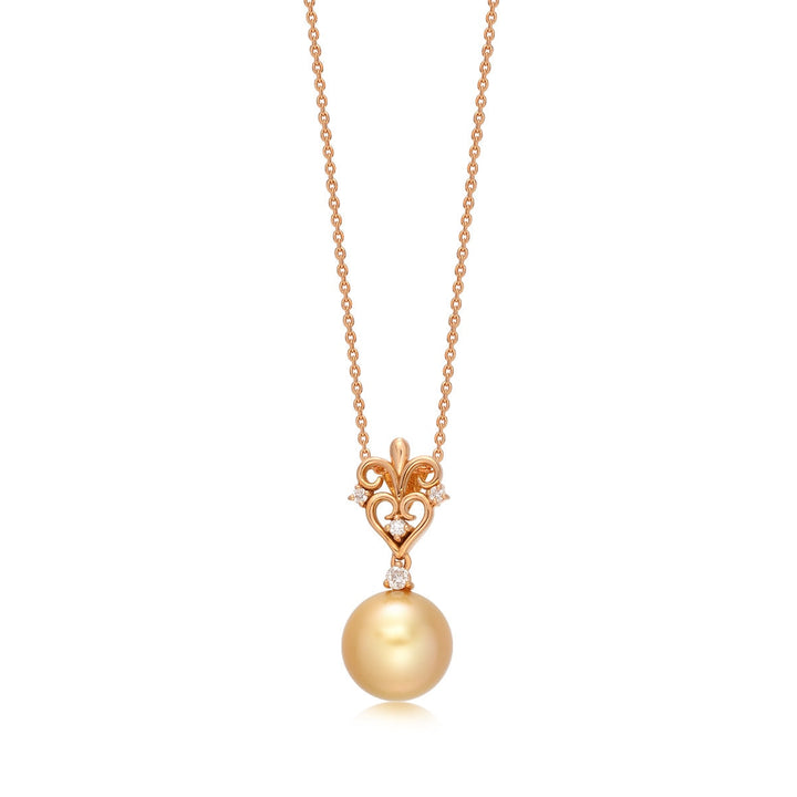 18K Rose Gold Golden South Sea Pearl Necklace -  - Aureus Boutique