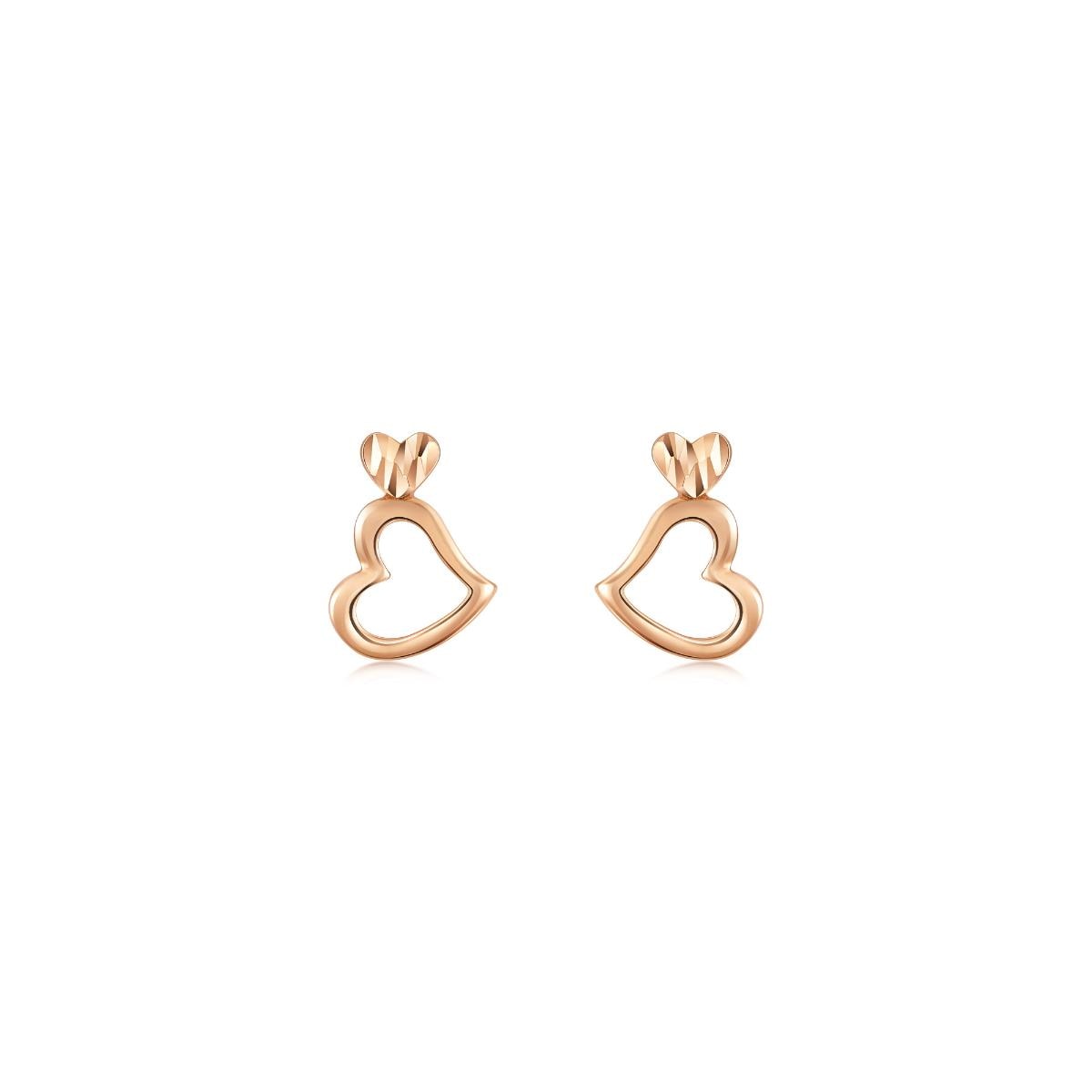 18K Rose Gold Heart Earrings -  - Aureus Boutique