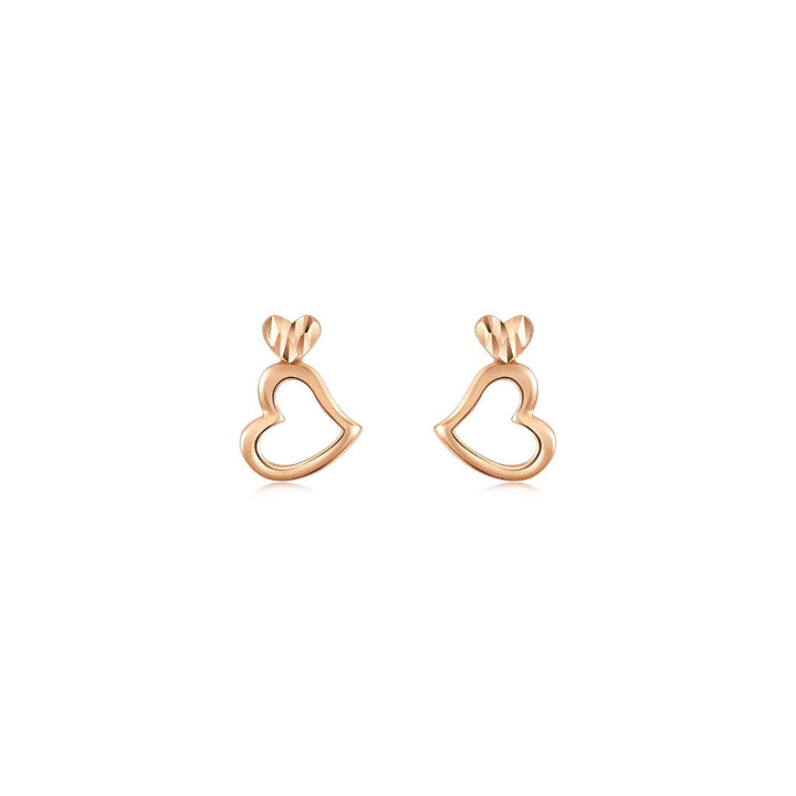 18K Rose Gold Heart Earrings -  - Aureus Boutique