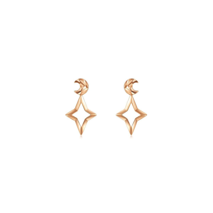18K Rose Gold Hollow-Craved Four-Pointed Star Earrings -  - Aureus Boutique