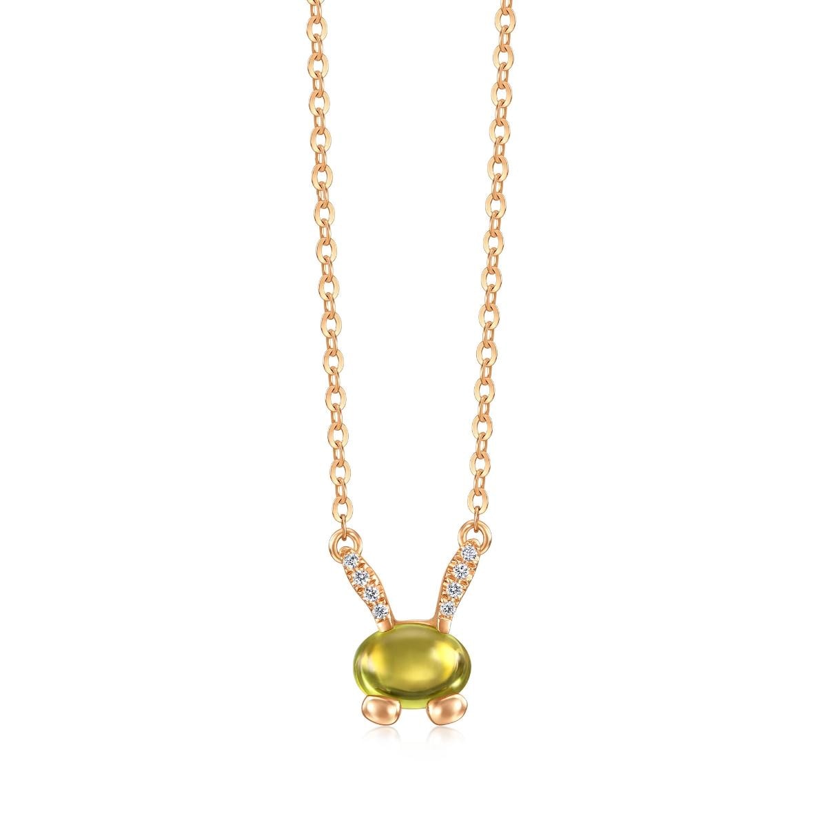 18K Rose Gold Peridot Necklace -  - Aureus Boutique