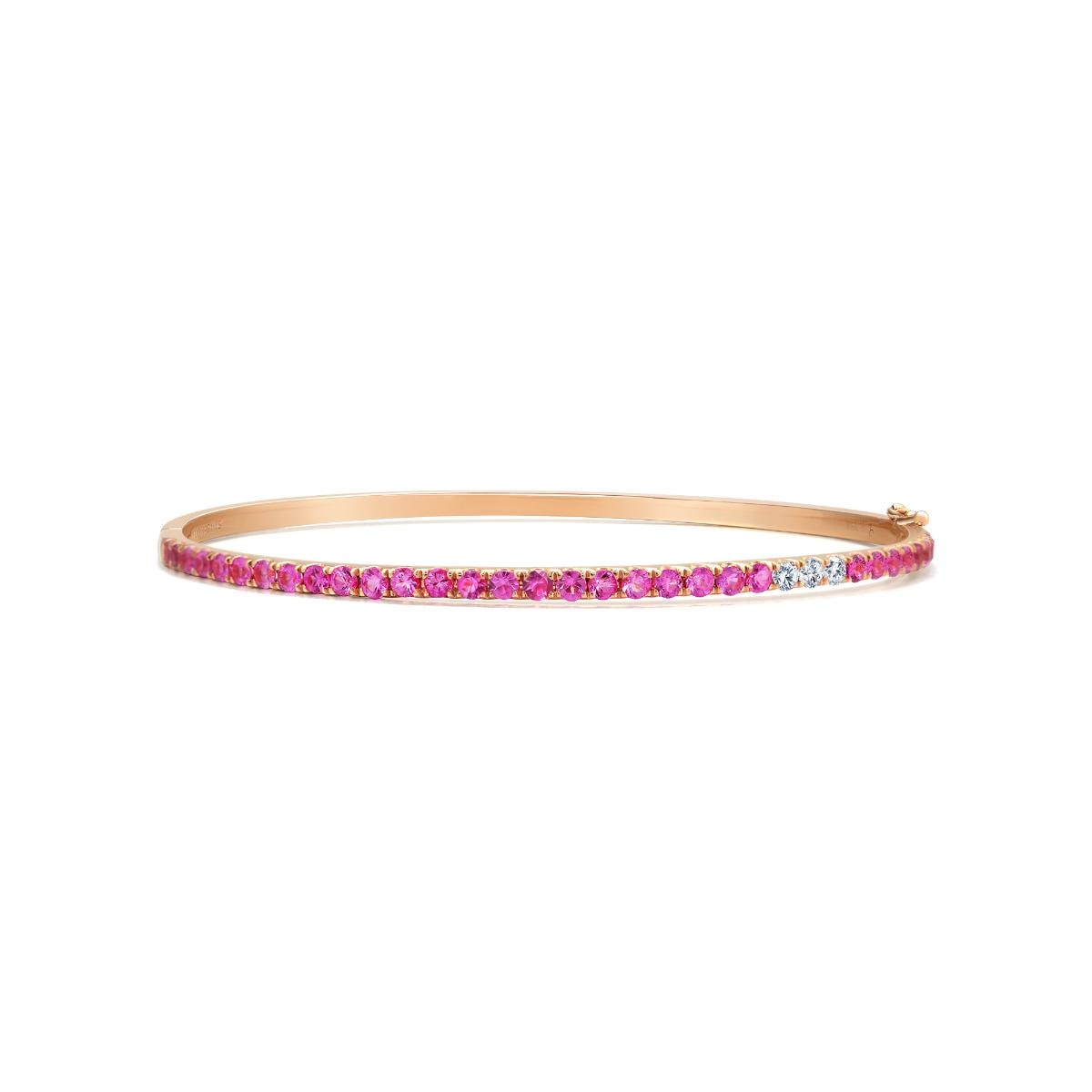 18K Rose Gold Pink Sapphire Bangle -  - Aureus Boutique