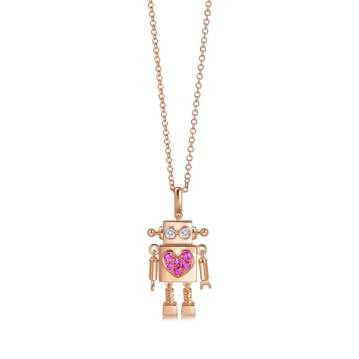 18K Rose Gold Pink Sapphire Necklace -  - Aureus Boutique
