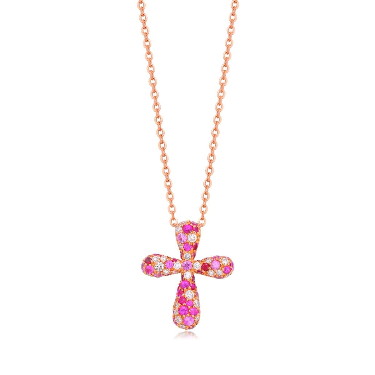 18K Rose Gold Pink Sapphire Pendant -  - Aureus Boutique
