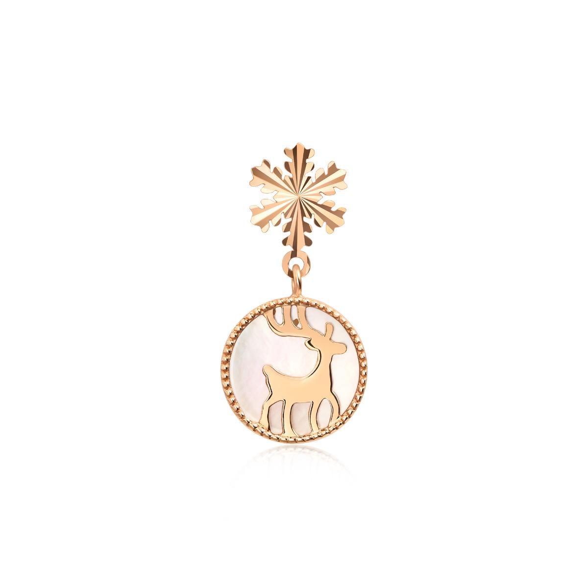 18K Rose Gold Reindeers Single Earring -  - Aureus Boutique