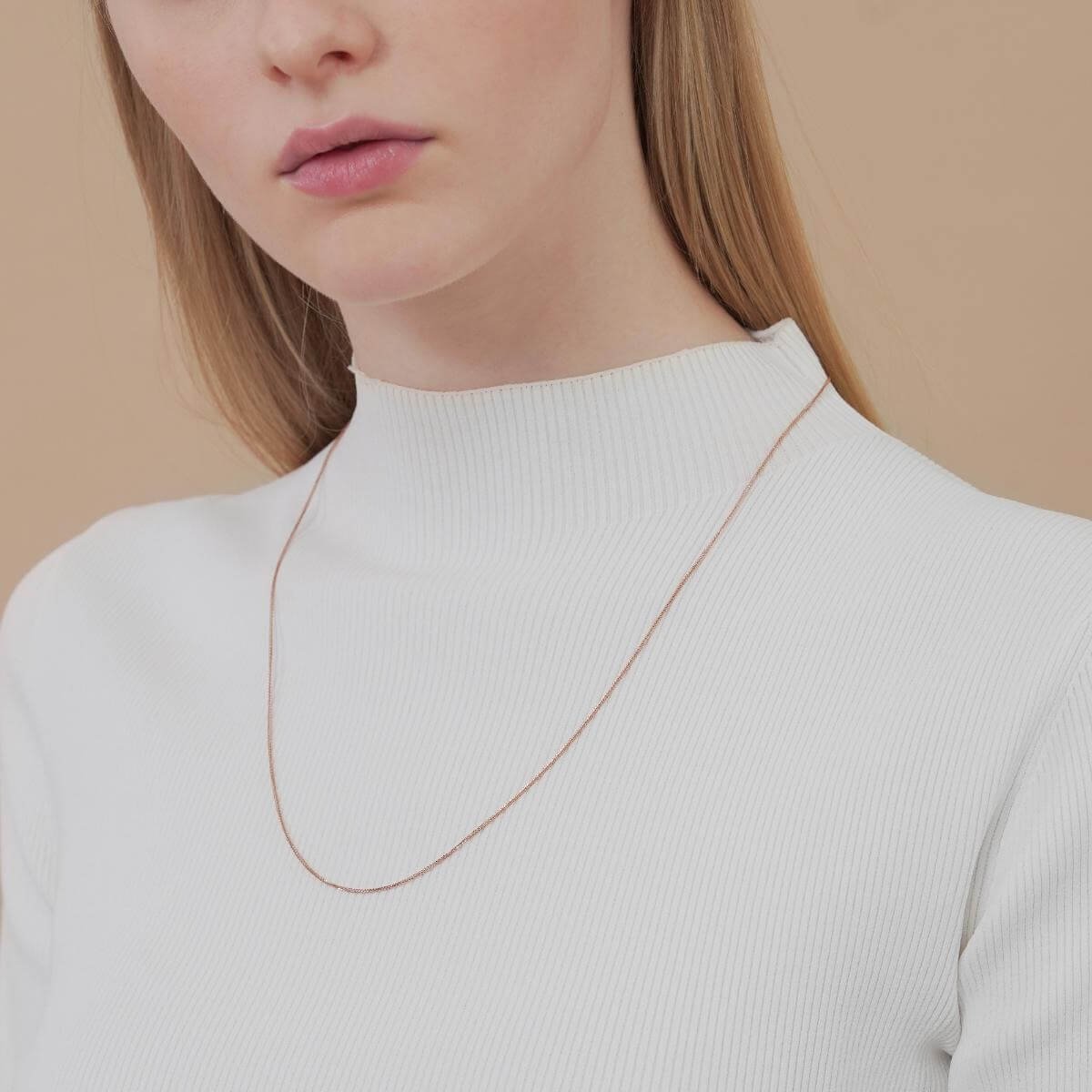18K Rose Gold Spiga Chain Necklace -  - Aureus Boutique