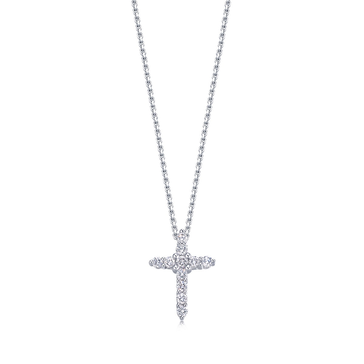 18K White Gold Diamond Cross Pendant -  - Aureus Boutique