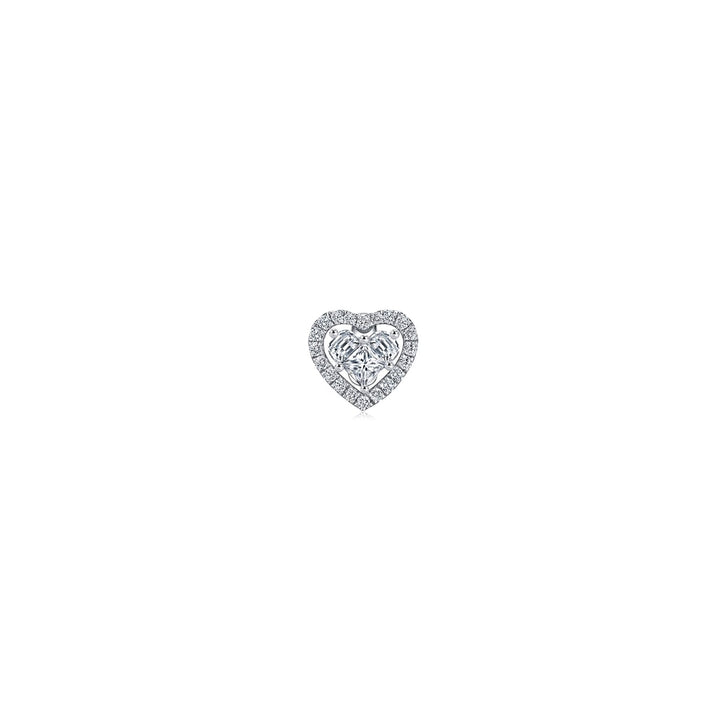 18K White Gold Diamond Heart Single Earring -  - Aureus Boutique