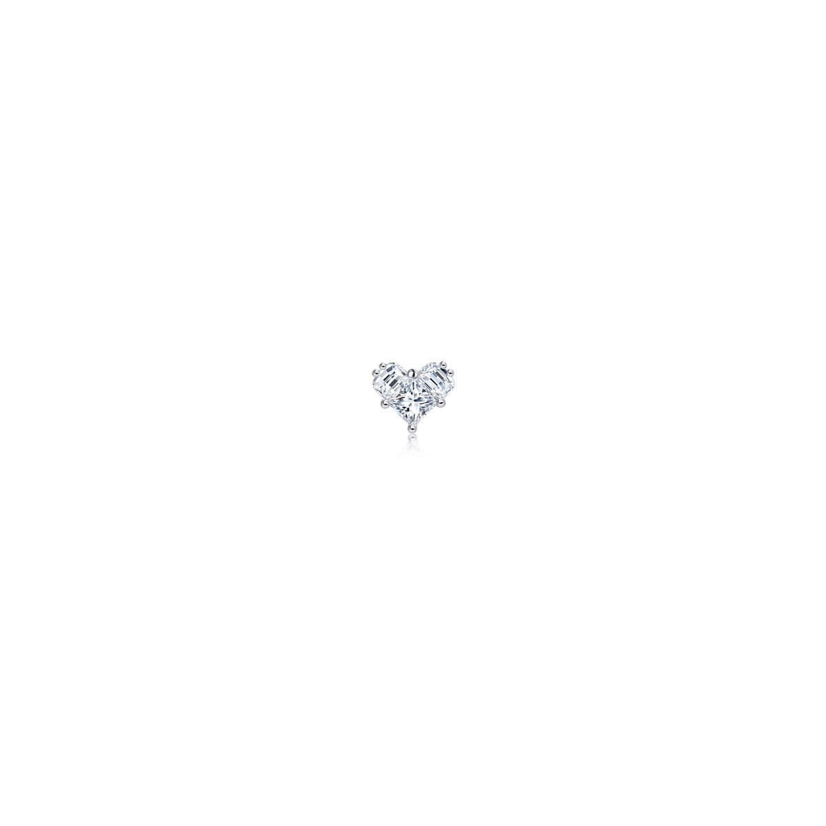 18K White Gold Diamond Heart Single Earring -  - Aureus Boutique