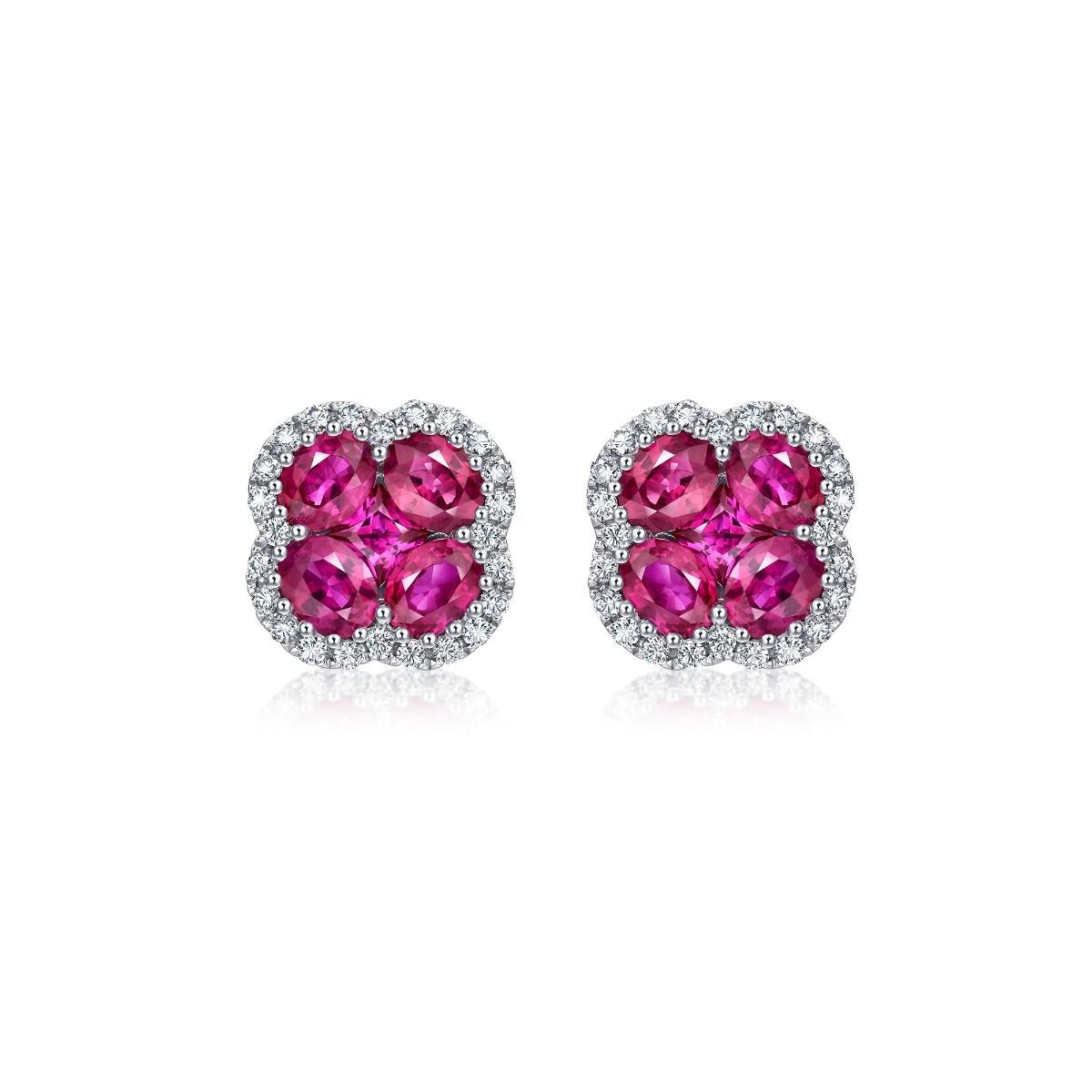 18K White Gold Ruby Earrings -  - Aureus Boutique