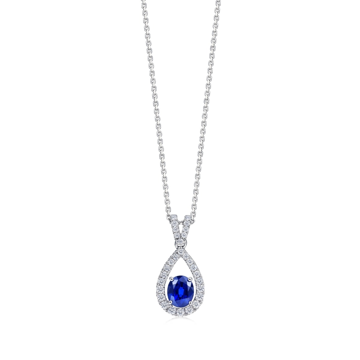 18K White Gold Sapphire Pendant -  - Aureus Boutique