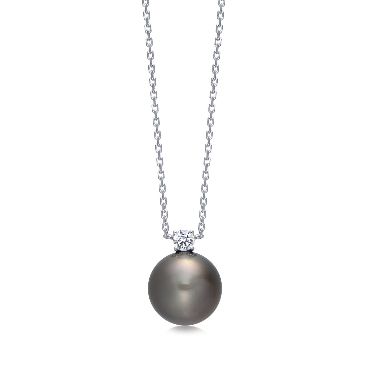 18K White Gold Tahitian Pearl Necklace -  - Aureus Boutique