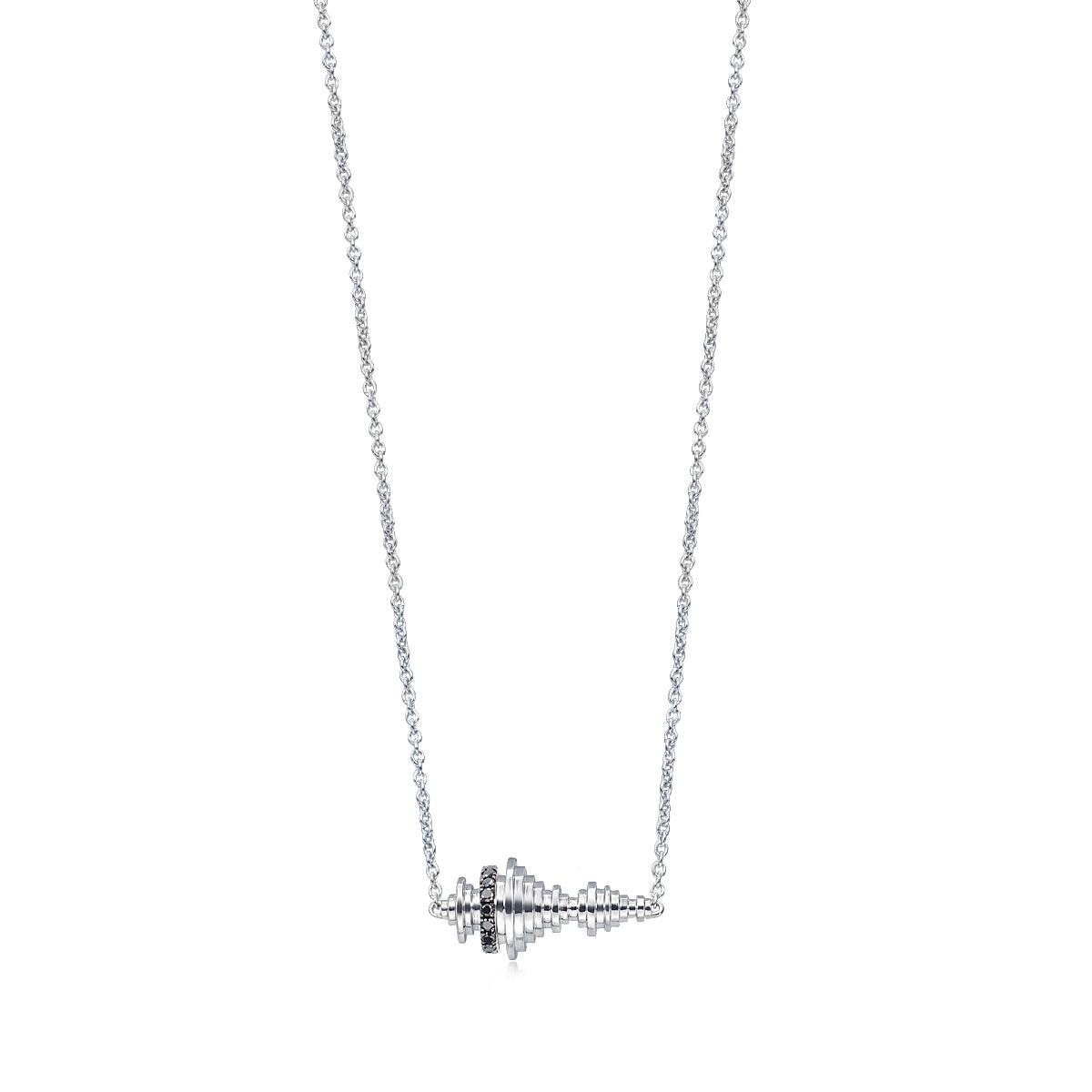 18K White and Black Gold Black Diamond Necklace -  - Aureus Boutique
