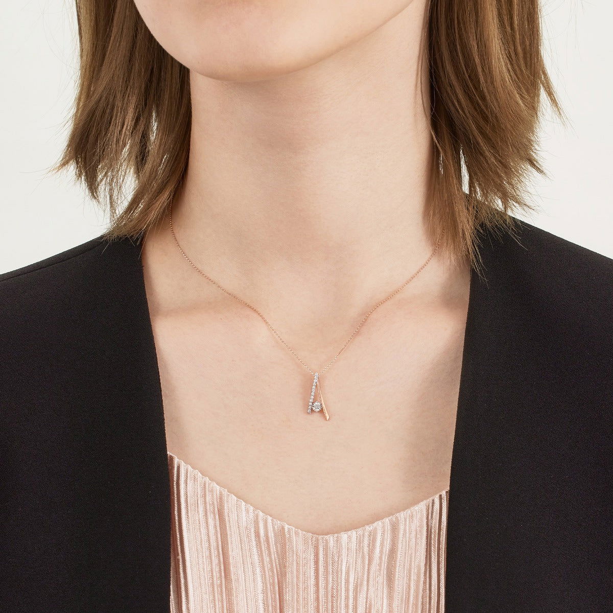 18K White and Red Gold Diamond Necklace -  - Aureus Boutique