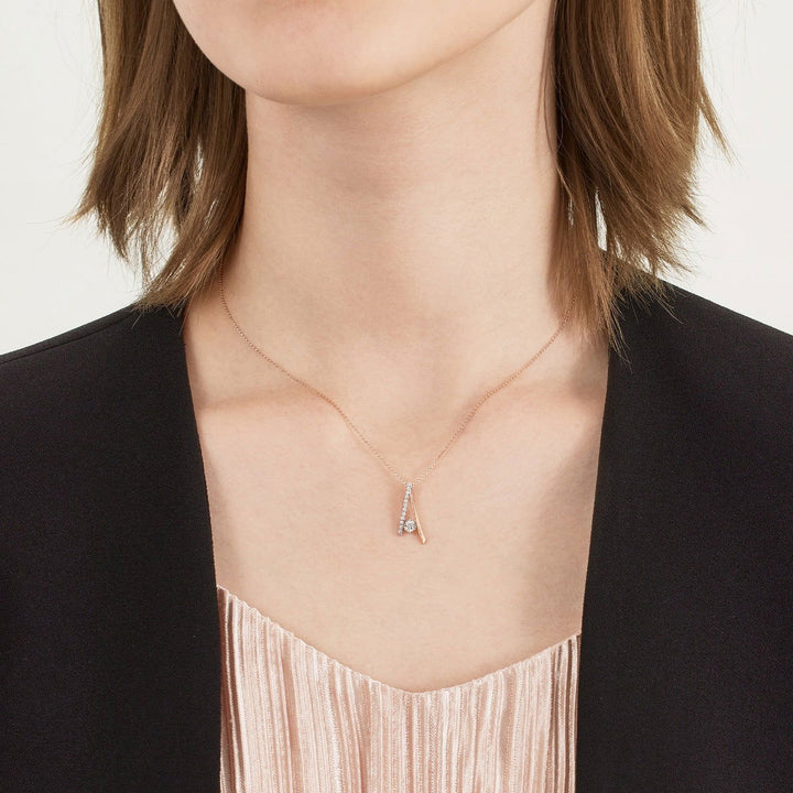 18K White and Red Gold Diamond Necklace -  - Aureus Boutique