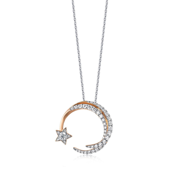 18K White and Red Gold Diamond Necklace -  - Aureus Boutique