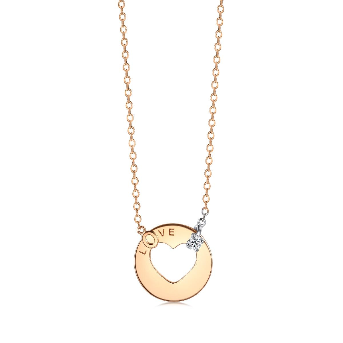 18K White and Red Gold Diamond Necklace -  - Aureus Boutique