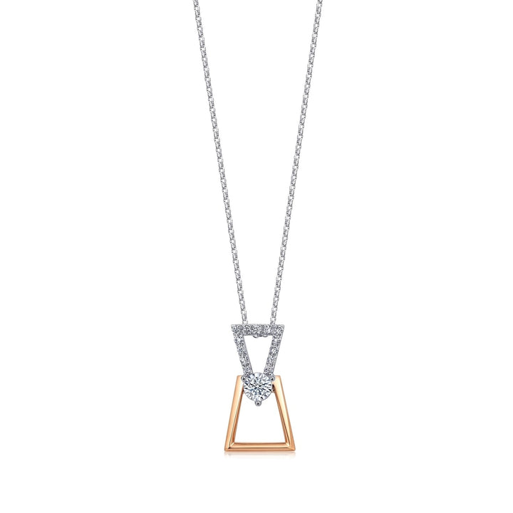 18K White and Red Gold Diamond Necklace -  - Aureus Boutique