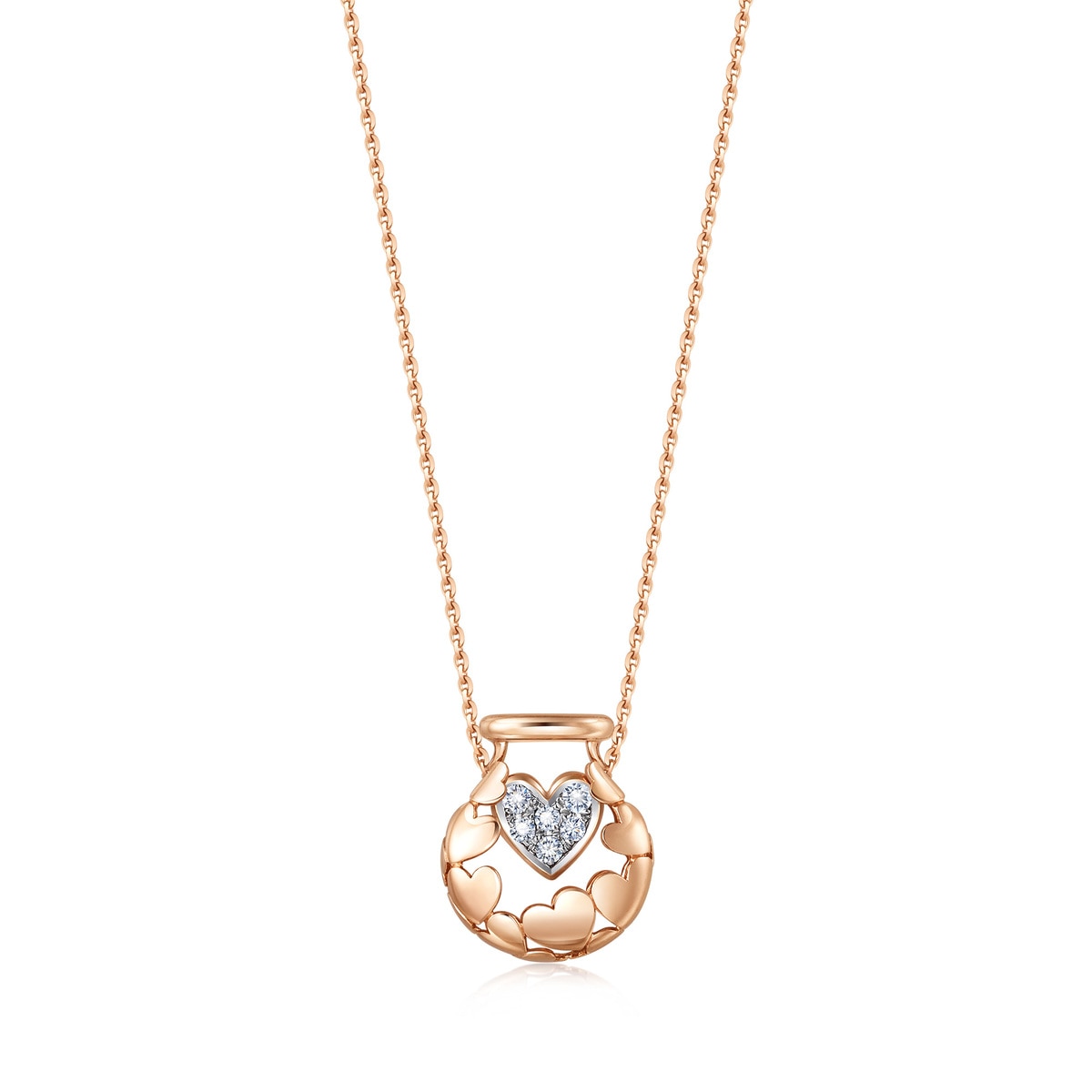 18K White and Red Gold Diamond Necklace -  - Aureus Boutique