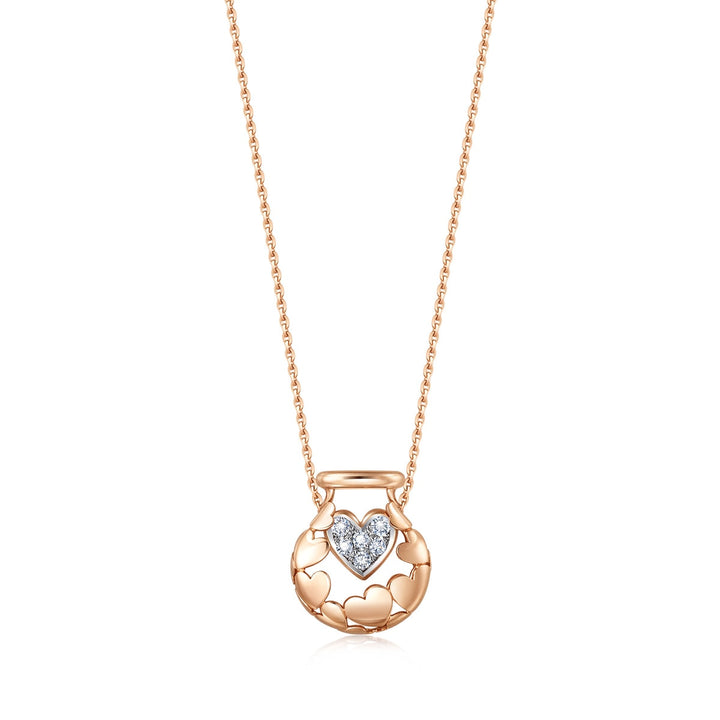 18K White and Red Gold Diamond Necklace -  - Aureus Boutique