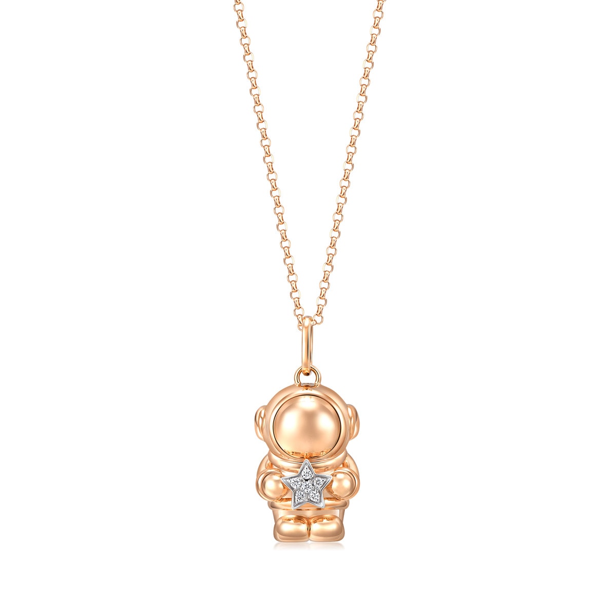 18K White and Red Gold Diamond Necklace -  - Aureus Boutique