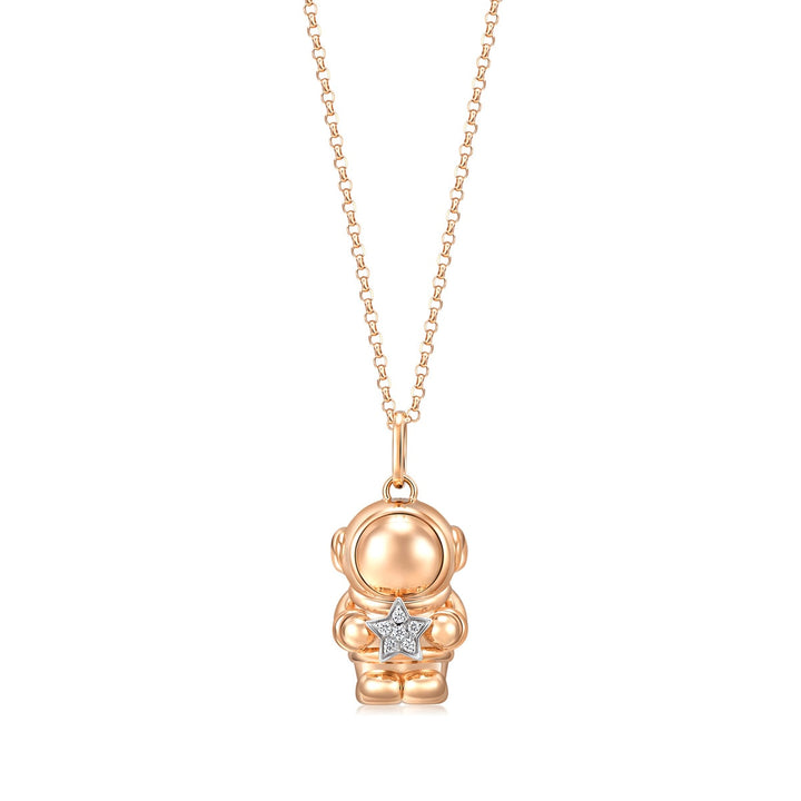 18K White and Red Gold Diamond Necklace -  - Aureus Boutique