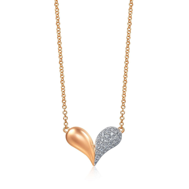 18K White and Red Gold Diamond Necklace -  - Aureus Boutique