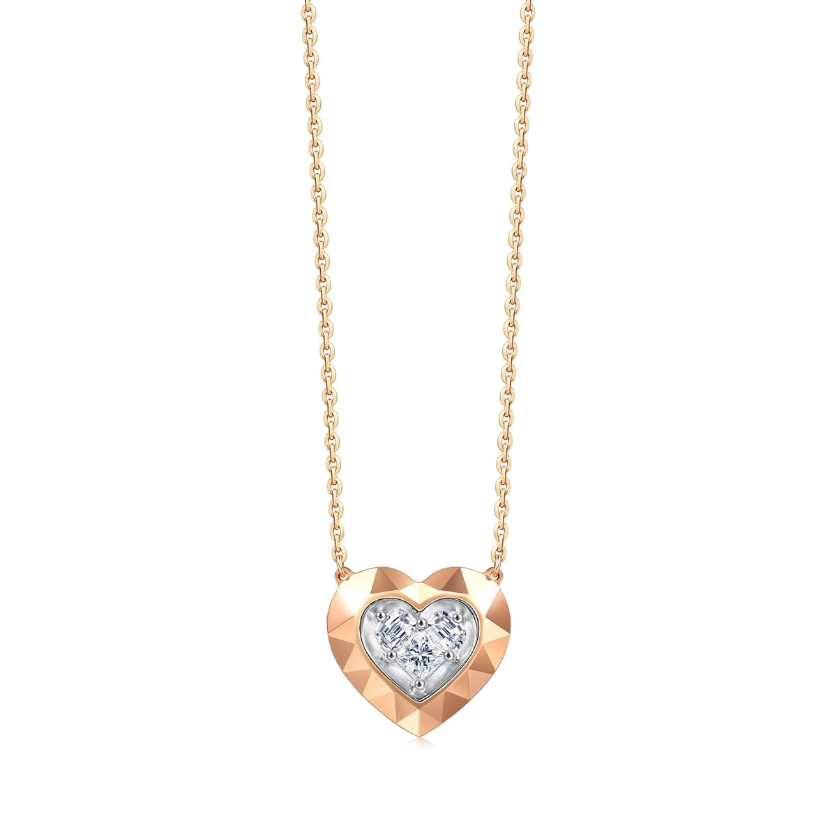 18K White and Red Gold Diamond Necklace -  - Aureus Boutique
