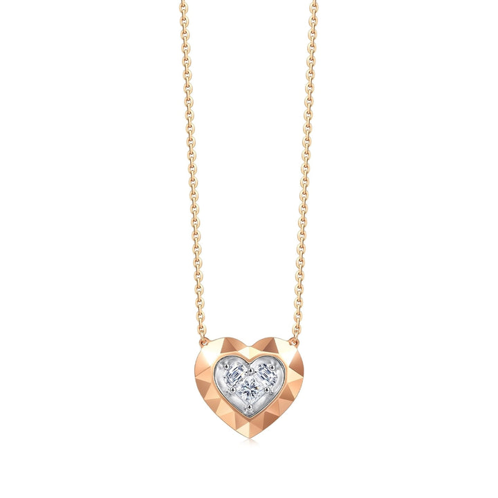 18K White and Red Gold Diamond Necklace -  - Aureus Boutique