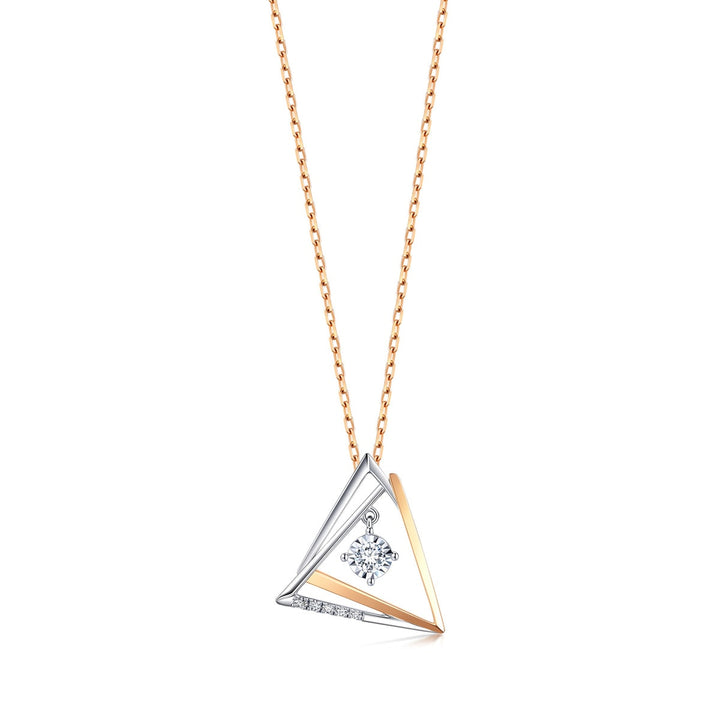 18K White and Red Gold Diamond Necklace -  - Aureus Boutique