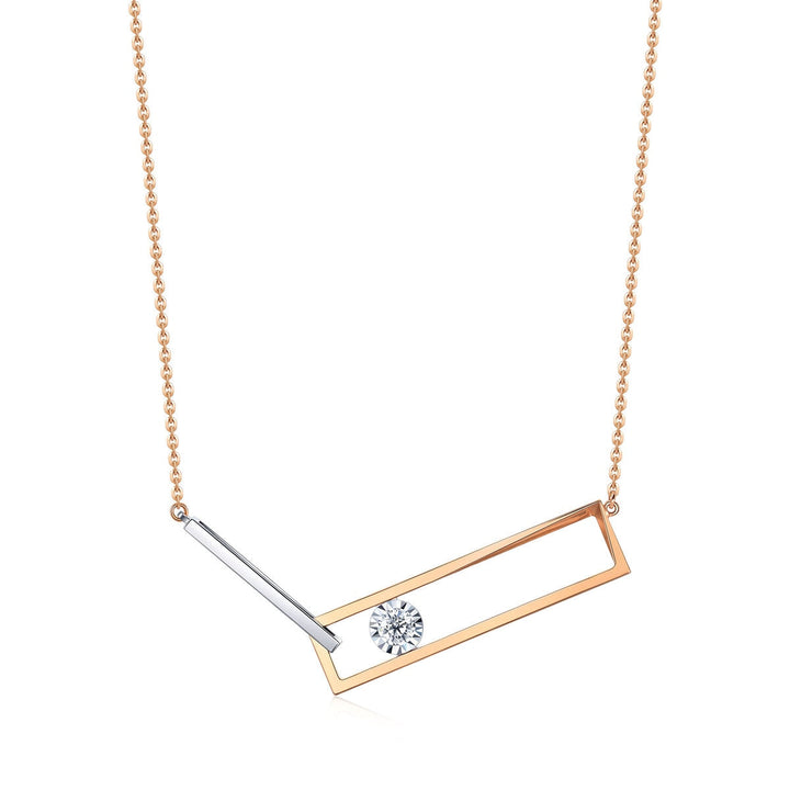 18K White and Red Gold Diamond Necklace -  - Aureus Boutique