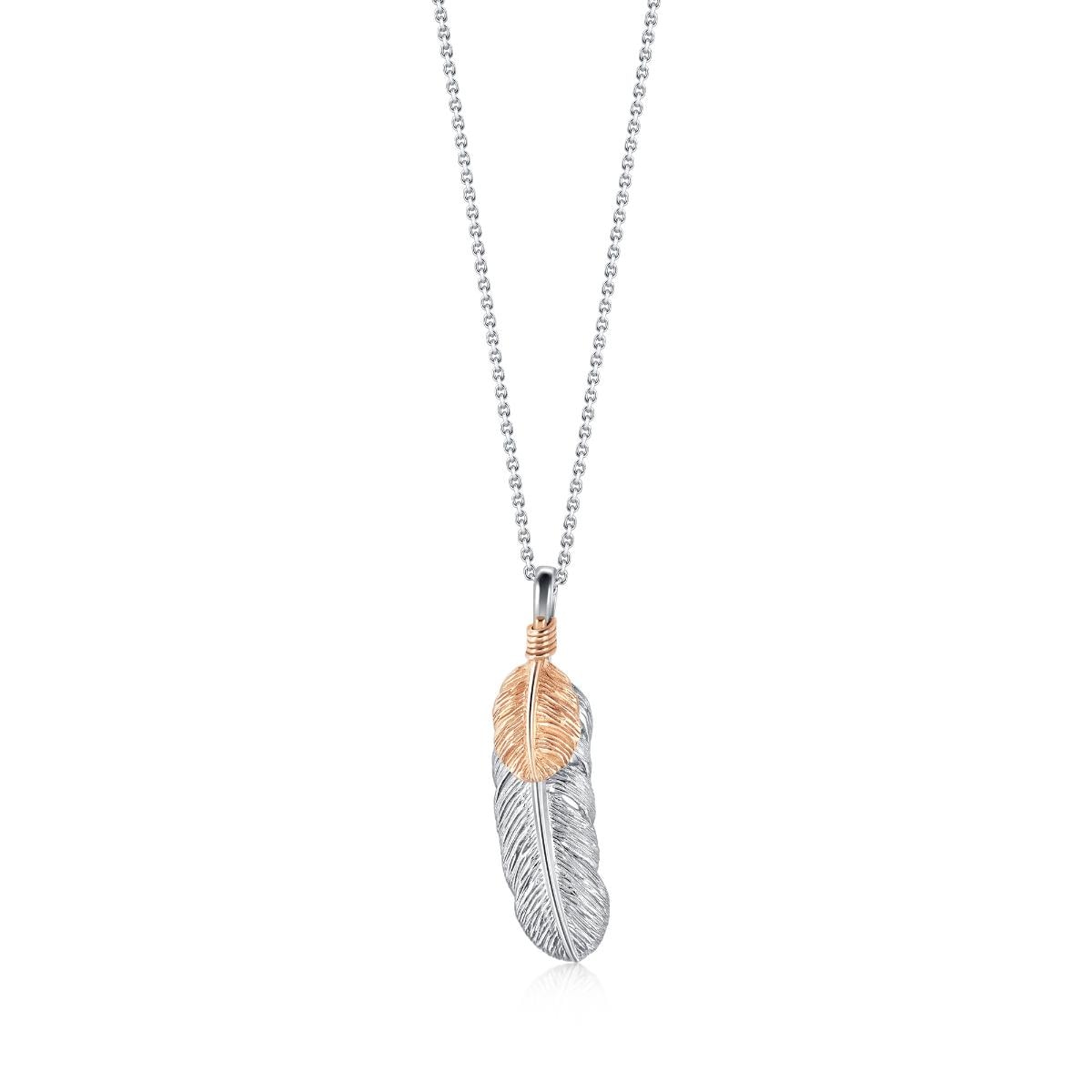 18K White and Red Gold Feather Pendant -  - Aureus Boutique