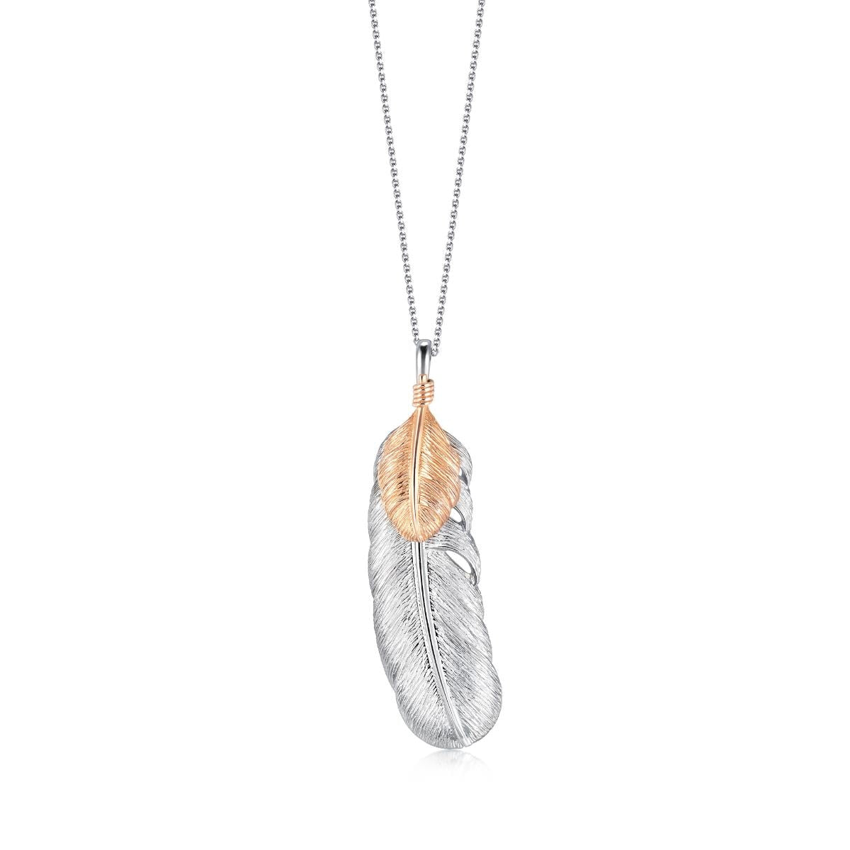 18K White and Red Gold Feather Pendant -  - Aureus Boutique