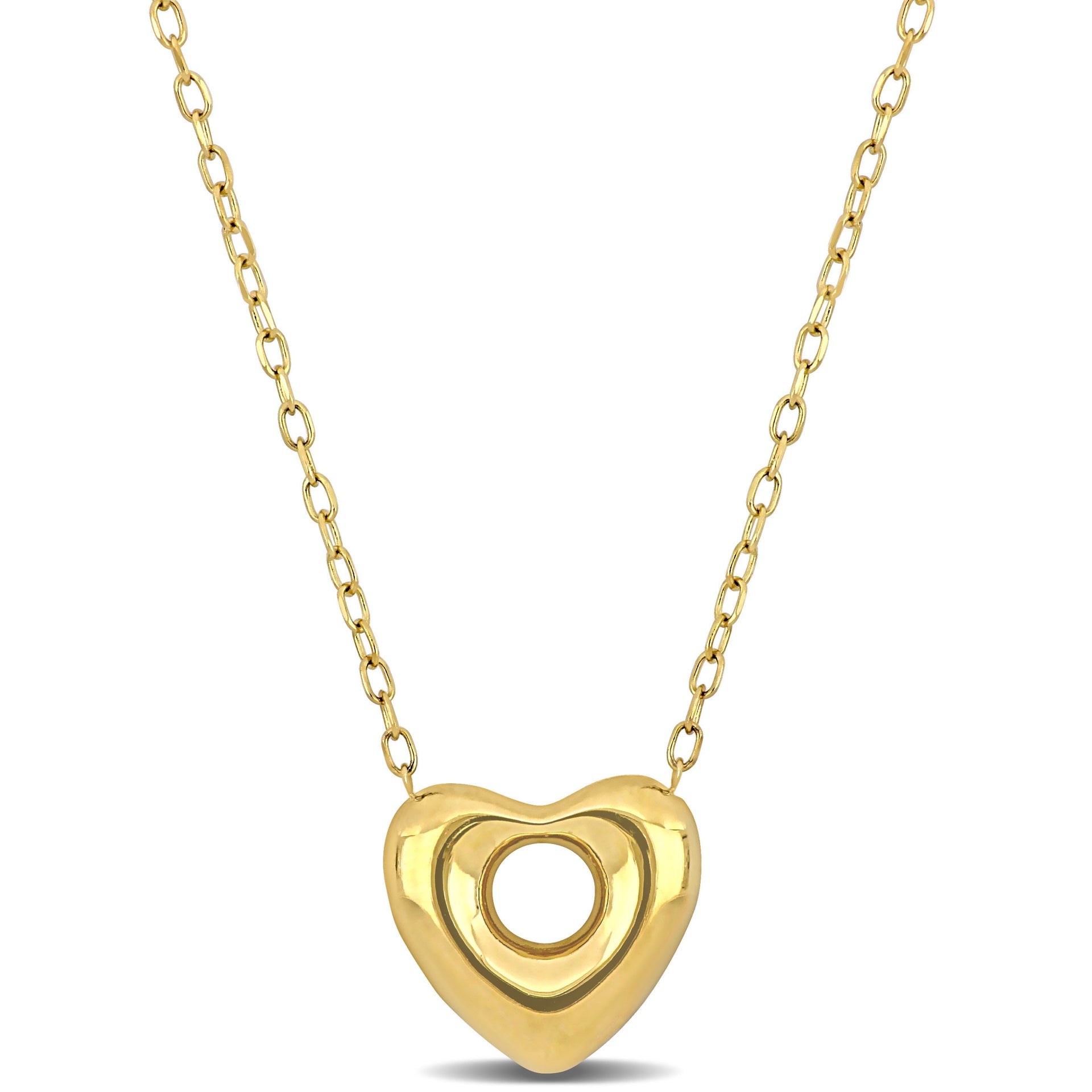 Mimi & Max Puff Heart Necklace with Chain in 10k Yellow Gold - 18 in