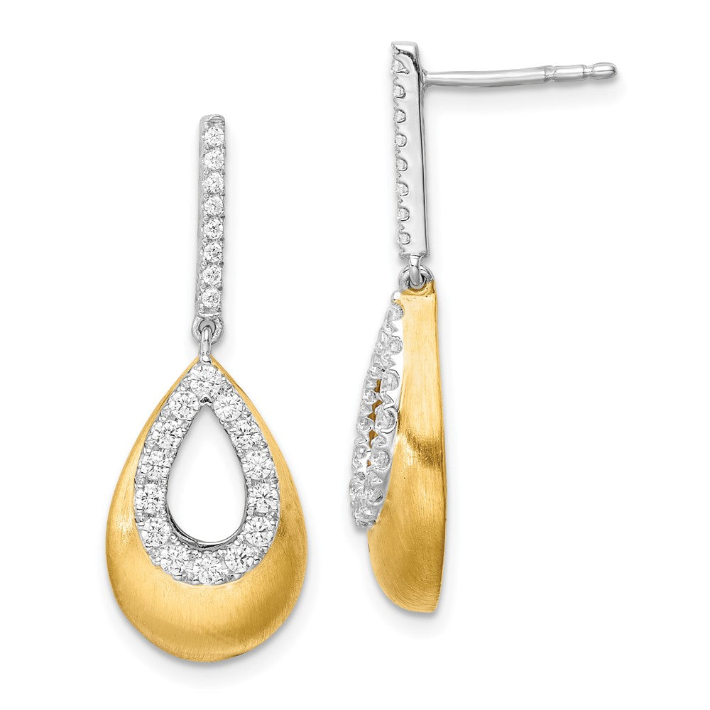 14K Two-tone Gold 1/2 CT Lab Grown Diamond Teardrop Dangle Earrings VS Clarity G-H Color