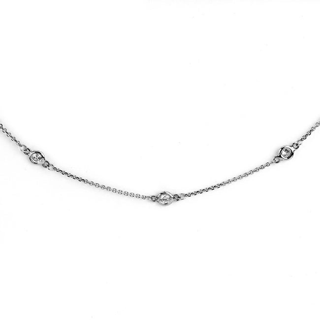Suzy Levian 1/10 ct TDW 14K White Gold Diamond Station Bracelet